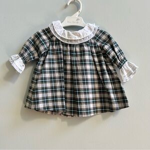 Fina Ejerique Green, Gray, Black & White Checkered Plaid Wool Blend Dress, 6M